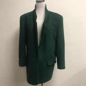 Vintage 80s Saks Fifth Avenue emerald menswear cashmere blazer Shoulder pads 16